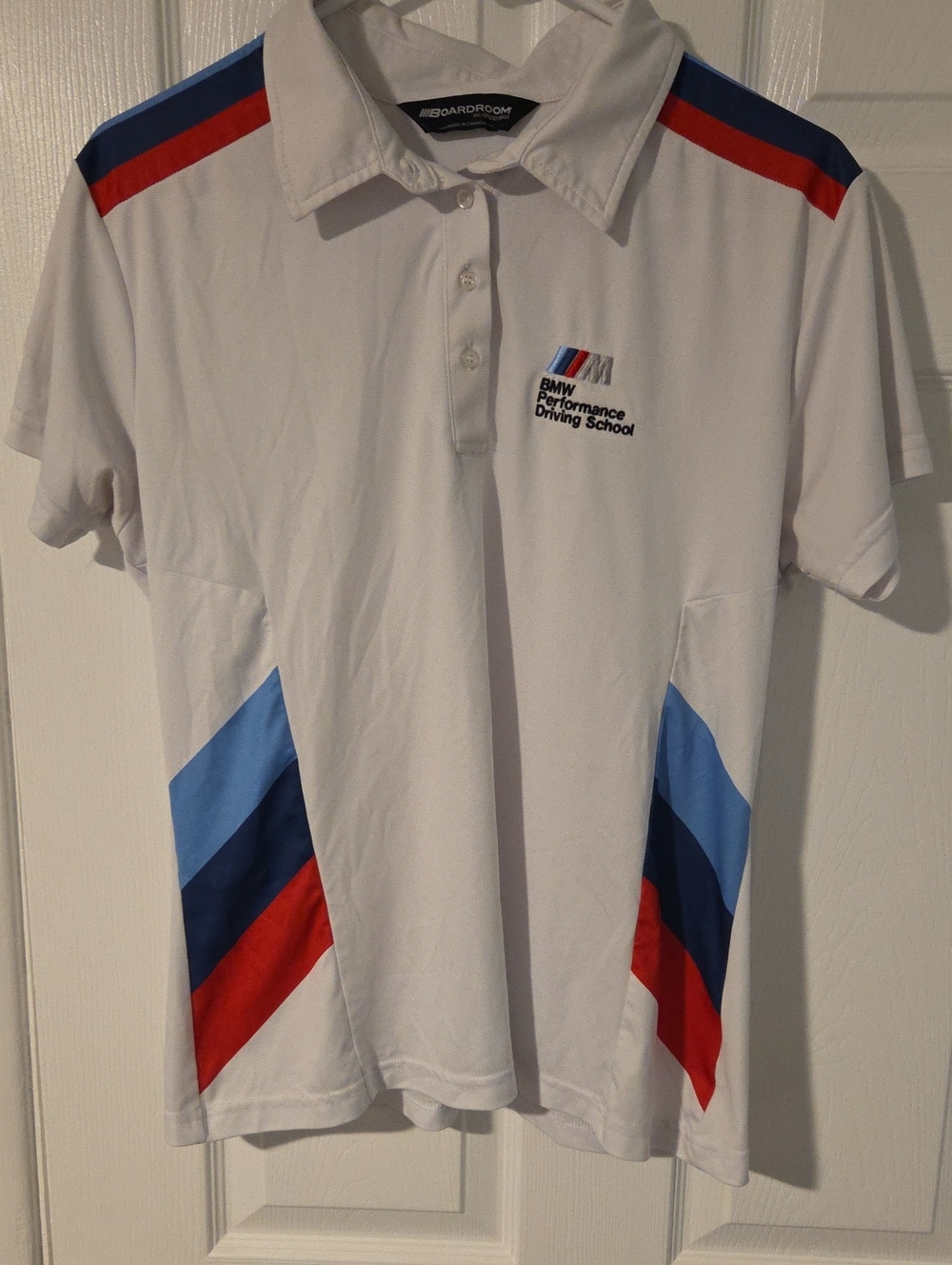 BMW Performance Driving School WoMen's White Dri Fit Polo Shirt with M Stripes